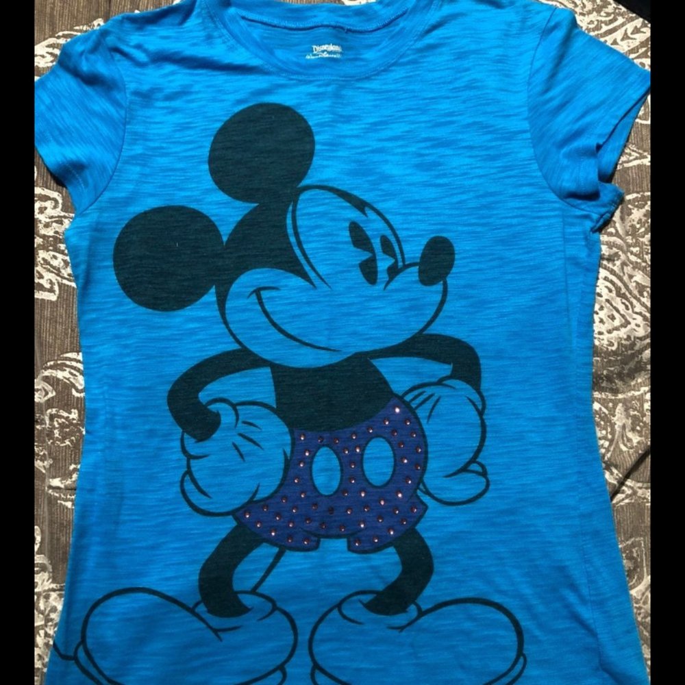 Womens size Large WDW DISNEY Mickey Mouse t shirt blue